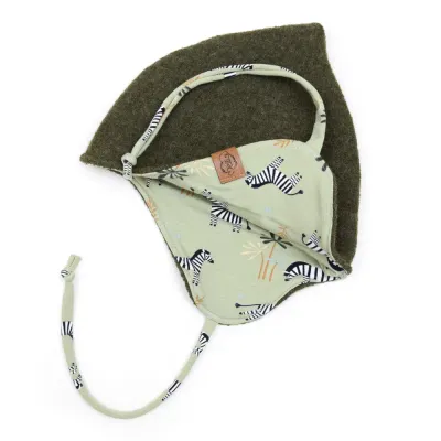 Walkmütze mit Zipfel | khaki meliert | Gr. 45-47 cm