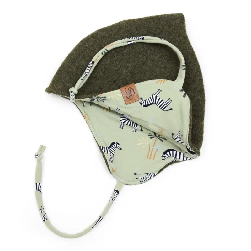 Walkmütze mit Zipfel | khaki meliert | Gr. 45-47 cm