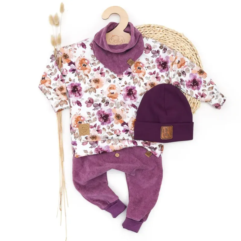 Set | Wildrose | Pullover & Halstuch & Pumphose & Mütze