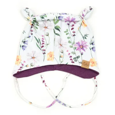 Ohrenmütze | Purple Flowers | Gr. 45-47 cm Ohrenmütze | Purple Flowers | Gr. 45-47 cm