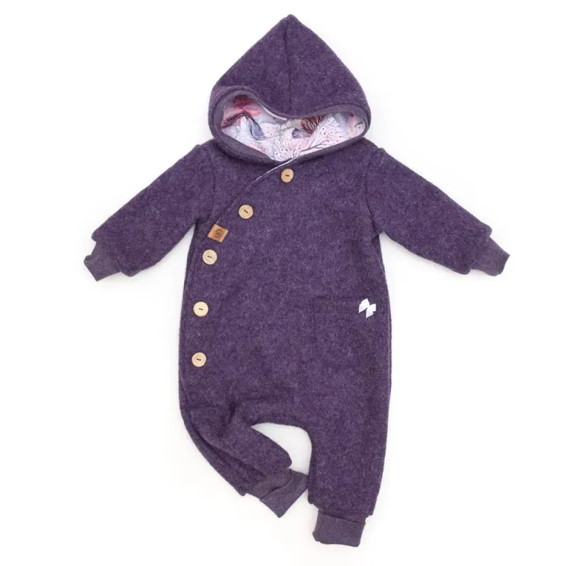 Walkoverall Wollwalk Anzug Baby Kinder aubergine lila violet