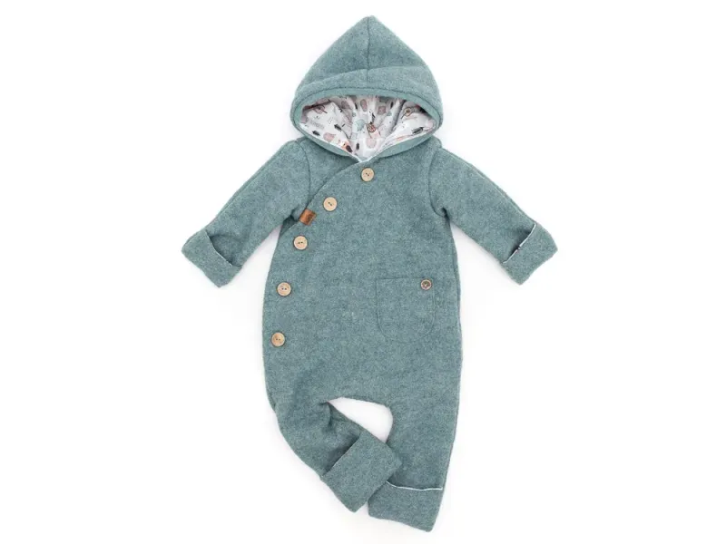 Walkoverall Wollwalk Anzug Baby Kinder dusty blue rauchblau