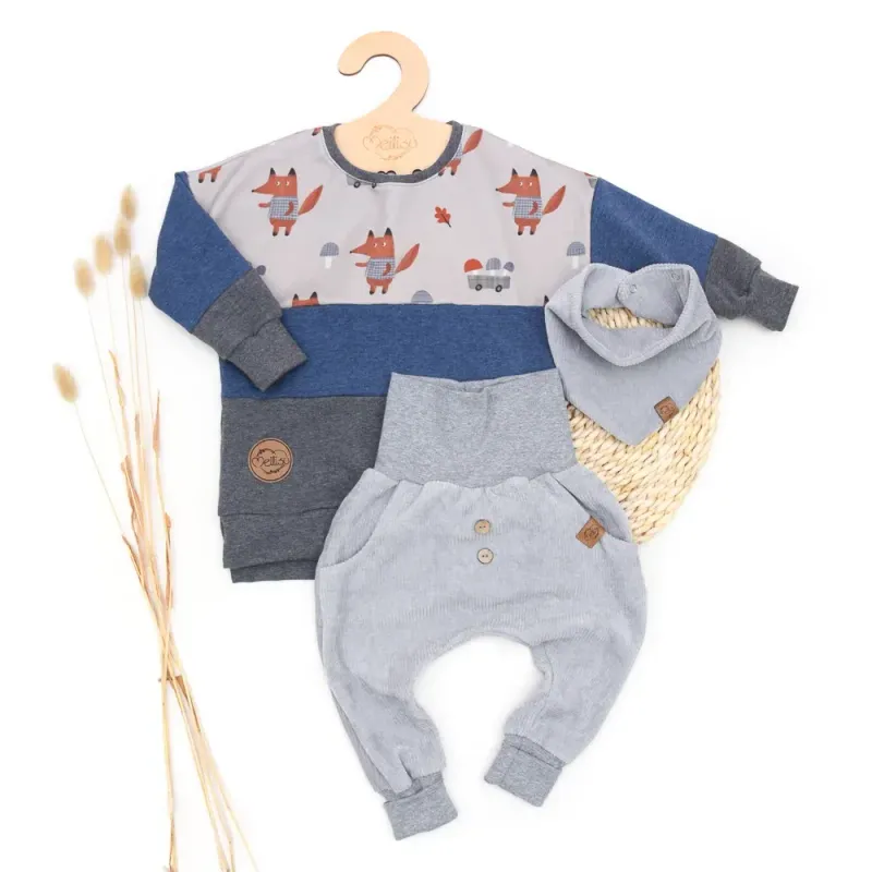 Set | Cord hellgrau | Fuchs Fabio | Pullover & Halstuch & Pumphose