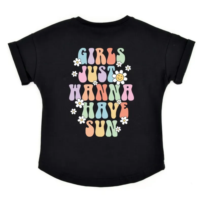 Oversized T-Shirt | GIRLS just wanna have sun | schwarz