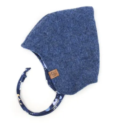 Walkmütze mit Zipfel | jeansblau meliert