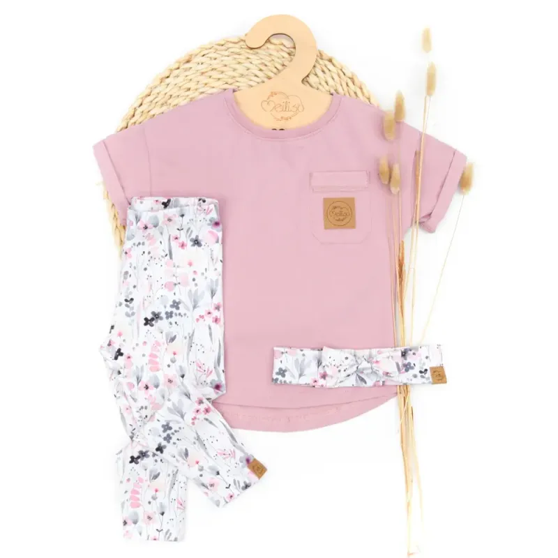 Set | Watercolor Flowers | T-Shirt & Haarband & Leggings Set | Watercolor Flowers | T-Shirt & Haarband & Leggings