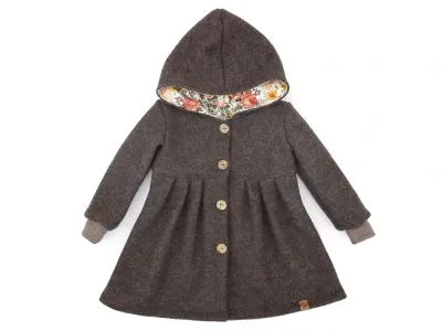 Walkmantel Wollwalk Mantel Mädchen Kinder Meilisu dunkelbraun