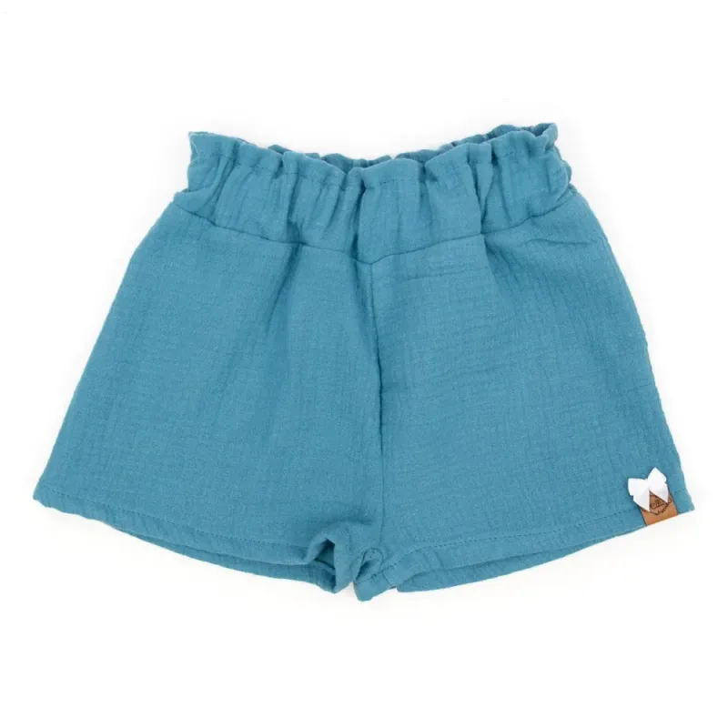 Paperbag Shorts | Musselin | rauchblau