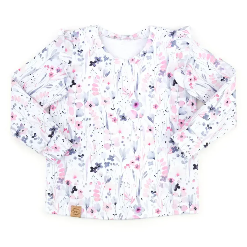 Langarmshirt mit Rüschen | Watercolor Flowers
