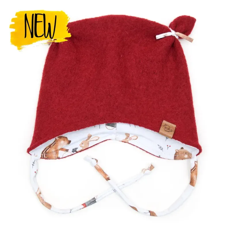 Walkmütze mit Ohren | dunkelrot