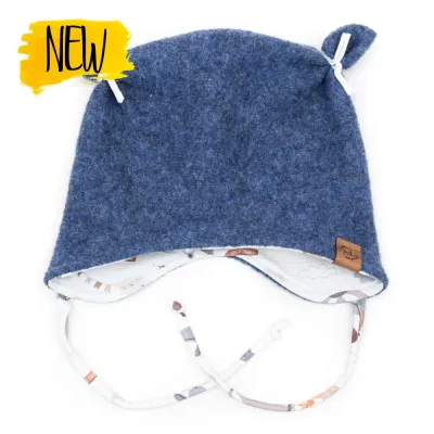 Walkmütze mit Ohren | jeansblau meliert