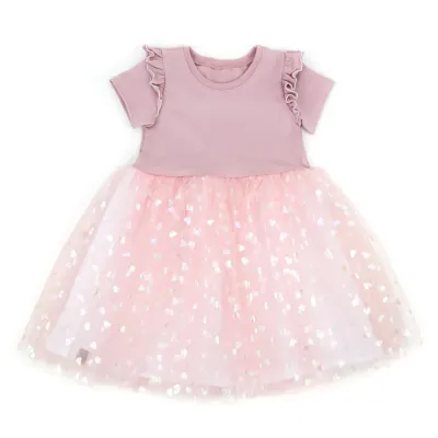 Kleid Kinder Mädchen Tüll Taufe Hochzeit Schulanfang rosé