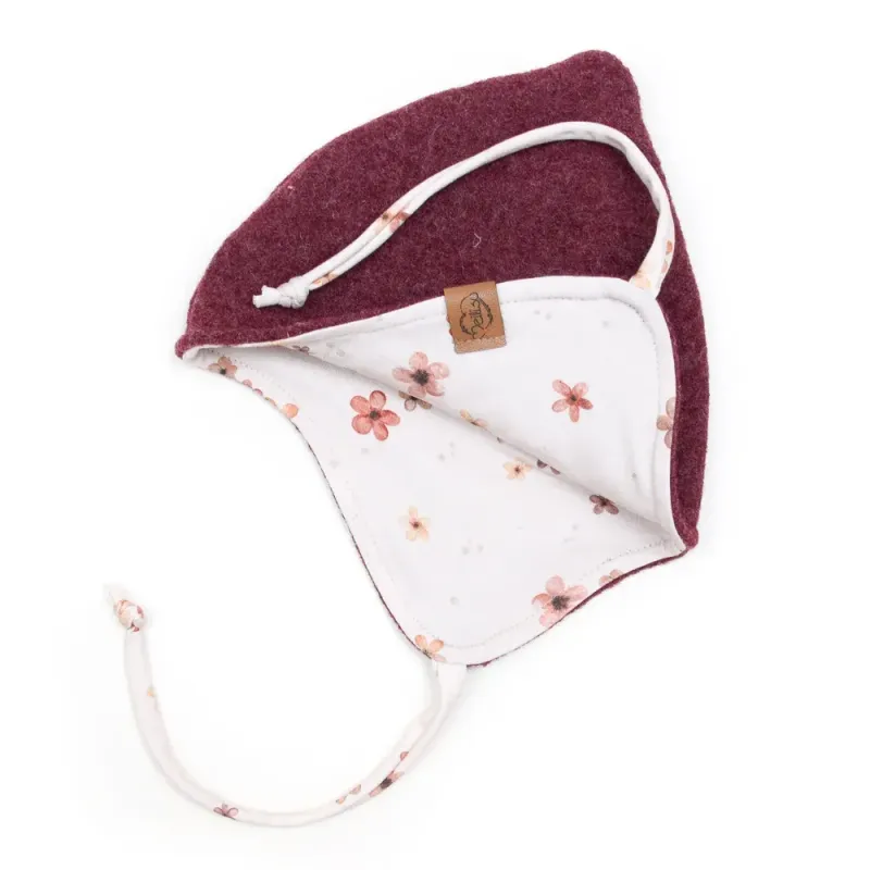 Walkmütze mit Zipfel | bordeaux meliert | Gr. 45-47 cm