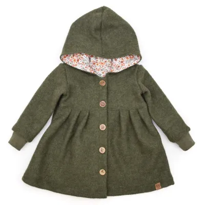 Walkmantel Wollwalk Mantel Mädchen Kinder Meilisu khaki grün