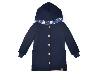 Walkmantel Wollwalk Mantel Mädchen Kinder Meilisu marine dunkelblau