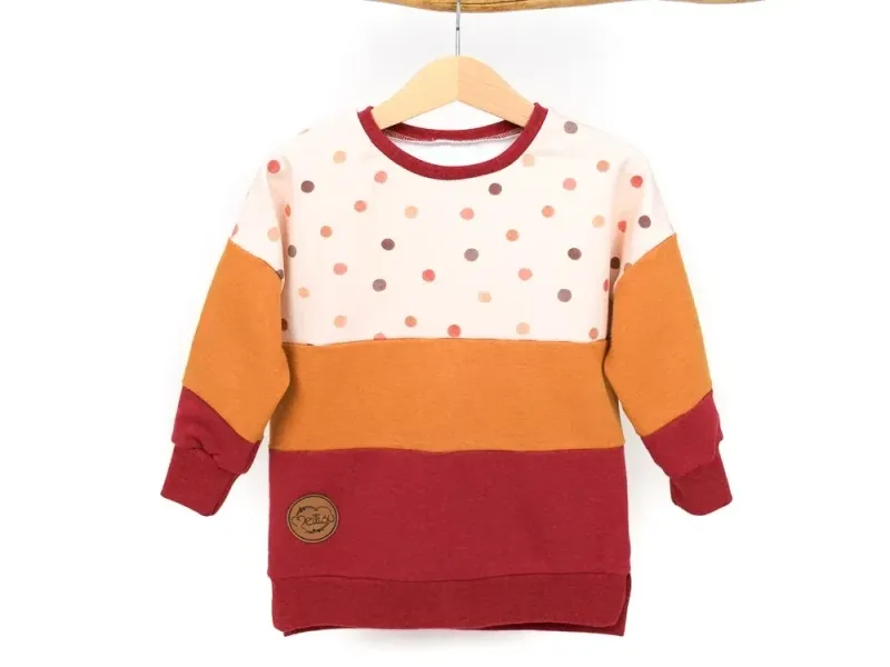 Oversized Pullover | Punkte senfgelb ziegelrot