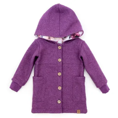 Walkmantel Wollwalk Mantel kinder beere meliert lila Meilisu