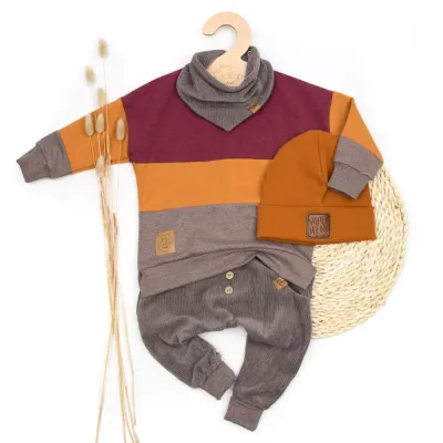 Set | Cord braun | Pullover & Halstuch & Pumphose & Mütze