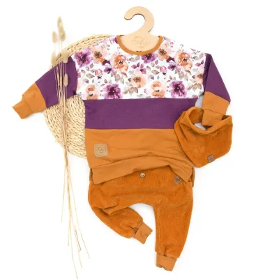 Set | Wildrose | Cord senfgelb | Pullover & Halstuch & Pumphose