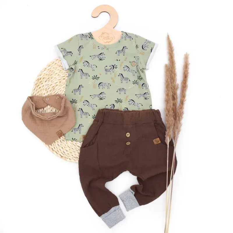 Set | Zebra Zack | Musselin | Shirt & Pumphose & Halstuch