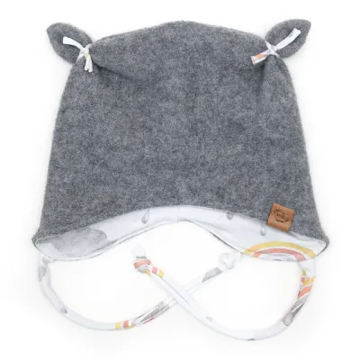 Walkmütze mit Ohren | hellgrau meliert | Gr. 45-47 cm