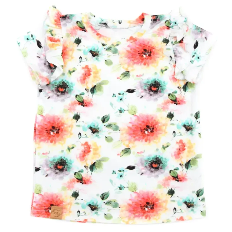T-Shirt mit Rüschen | Tropical Flowers | Gr. 86/92 T-Shirt mit Rüschen | Tropical Flowers | Gr. 86/92