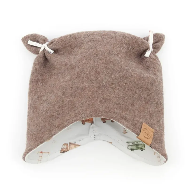 Walkmütze mit Ohren | hellbraun meliert | Gr. 45-47 cm