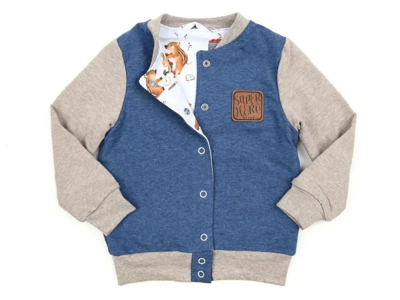 Collegejacke | jeansblau - beige