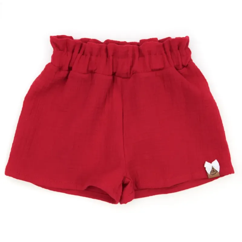 Paperbag Shorts | Musselin | rot