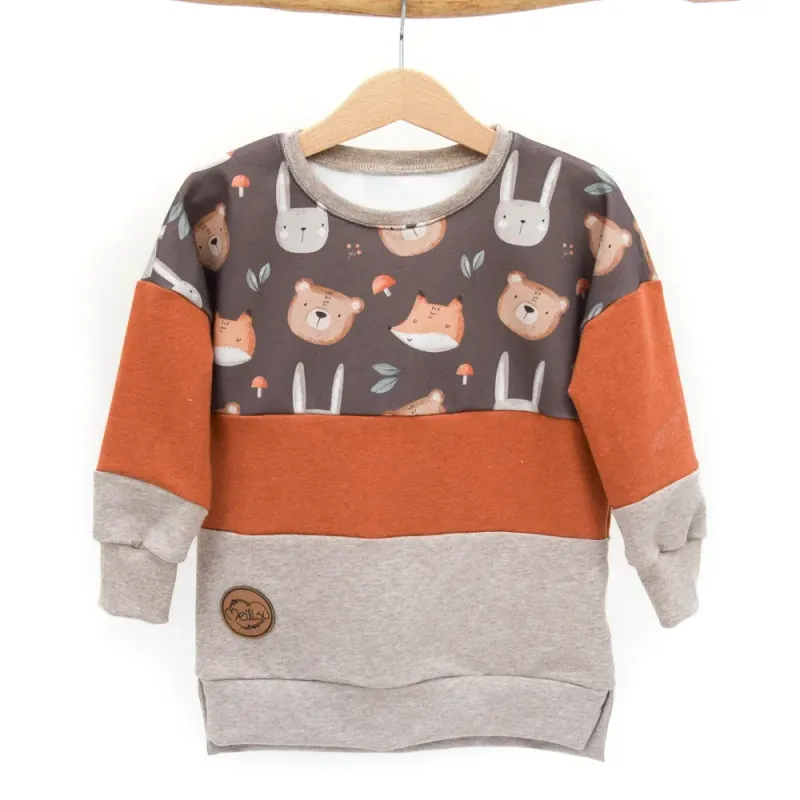 Oversized Pullover | Happy Friends terracotta beige