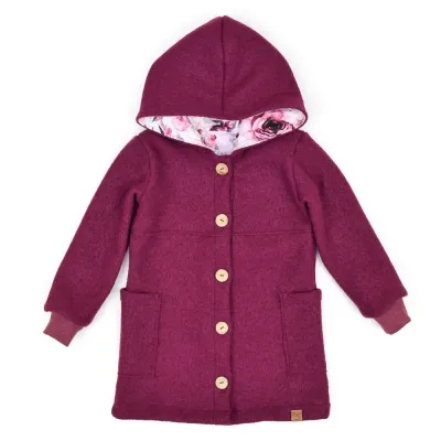 Walkmantel Wollwalk Mantel Mädchen Kinder Jungs Meilisu brombeer weinrot