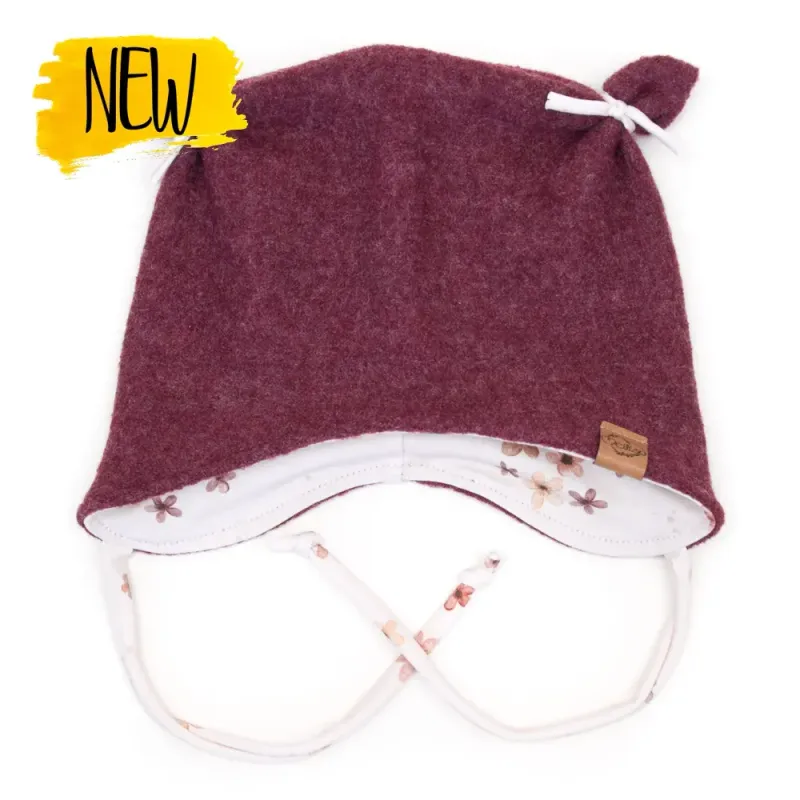 Walkmütze mit Ohren | bordeaux meliert