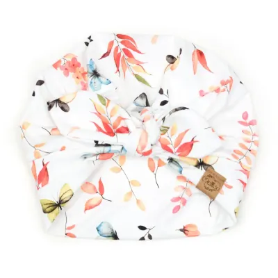 Turbanmütze | Butterflies & Flowers | Größe 45-47cm