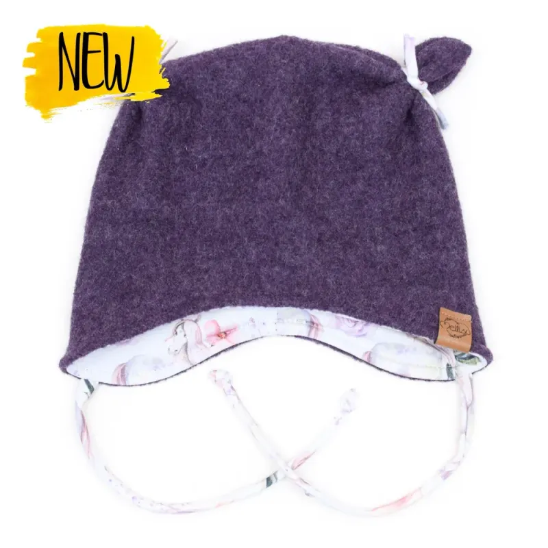 Walkmütze mit Ohren | aubergine meliert