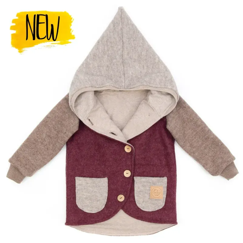 Walkjacke Baby Kinder Color Blocking bordeaux beige