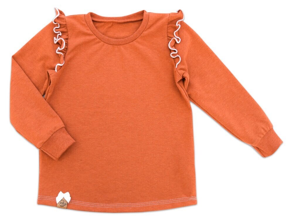 Langarmshirt mit Rüschen | terracotta meliert