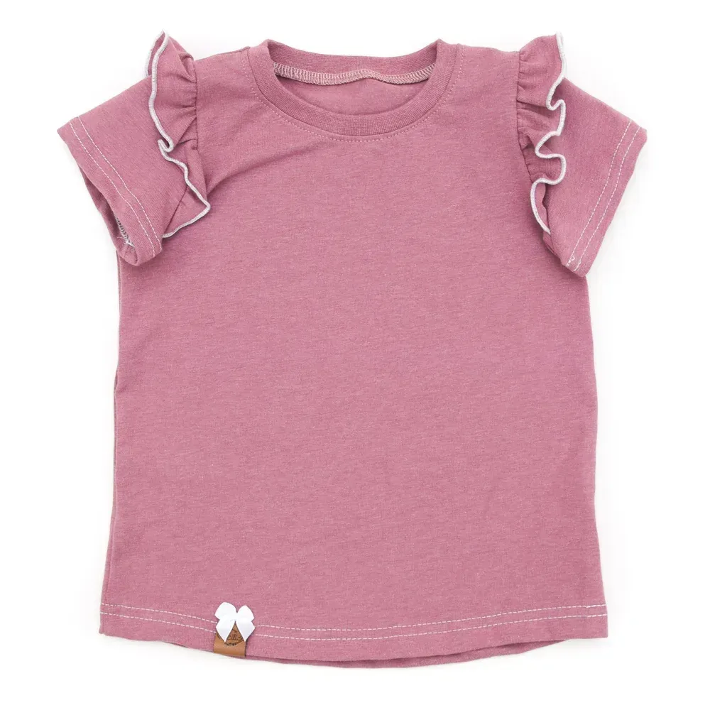 T-Shirt mit Rüschen | altrosa meliert