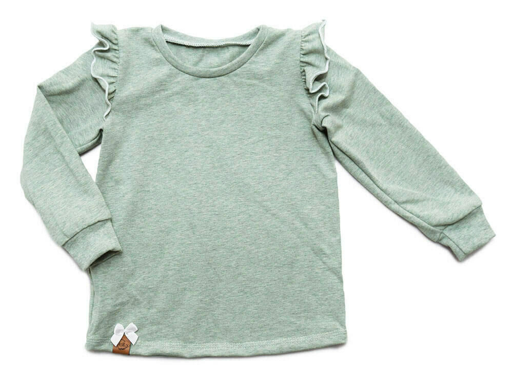 Langarmshirt mit Rüschen | mint meliert