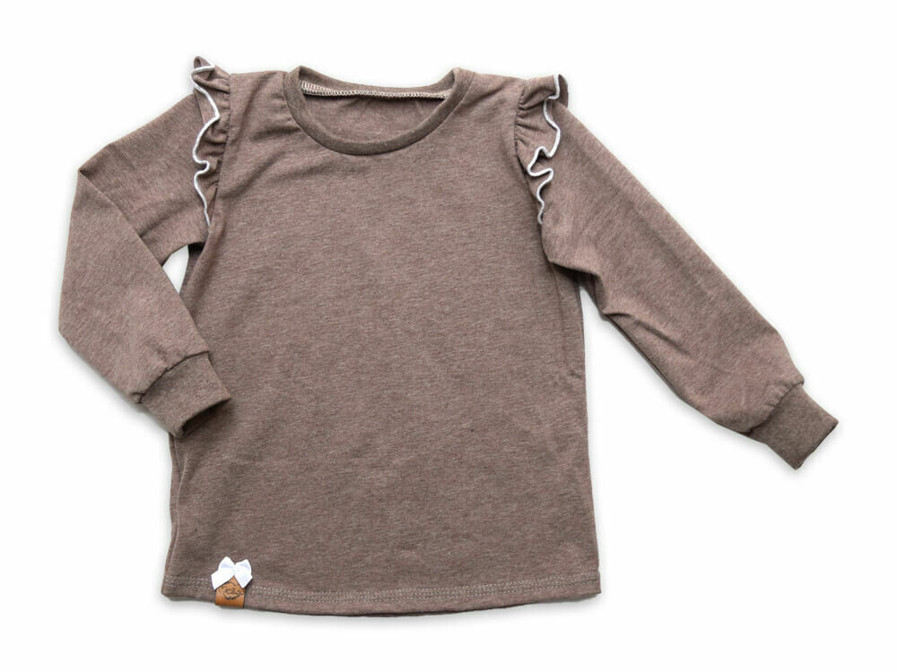 Langarmshirt mit Rüschen | braun meliert