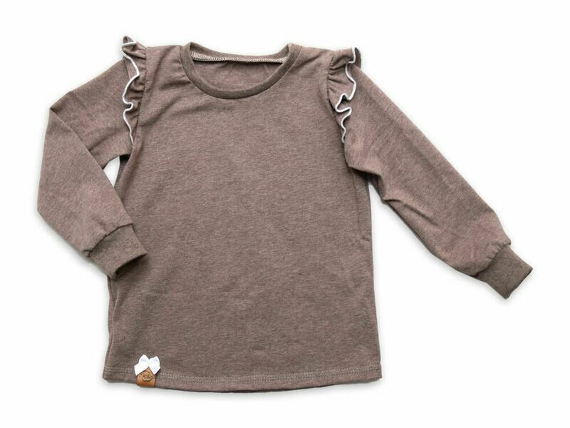 Langarmshirt mit Rüschen | braun meliert