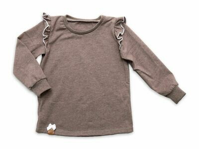 Langarmshirt mit Rüschen | braun meliert
