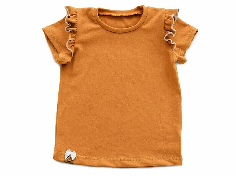 T-Shirt mit Rüschen | senfgelb meliert