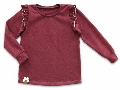 Langarmshirt mit Rüschen | bordeaux meliert