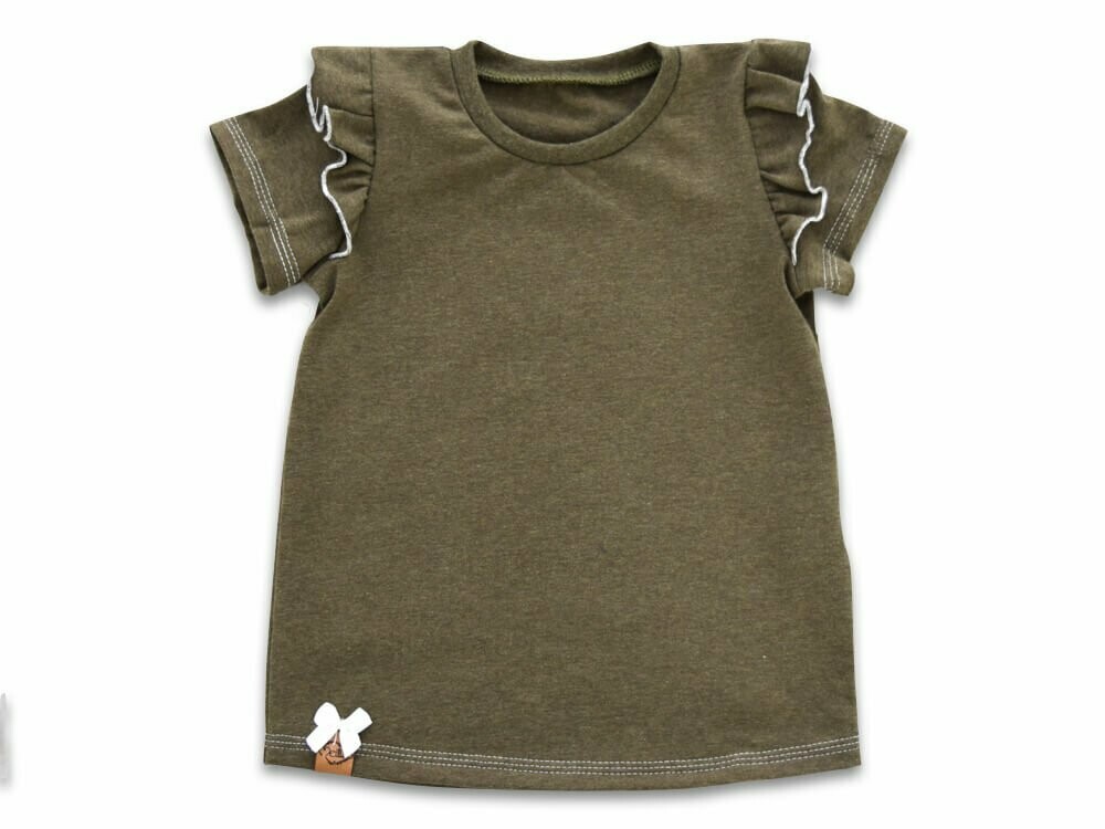 T-Shirt mit Rüschen | khaki meliert