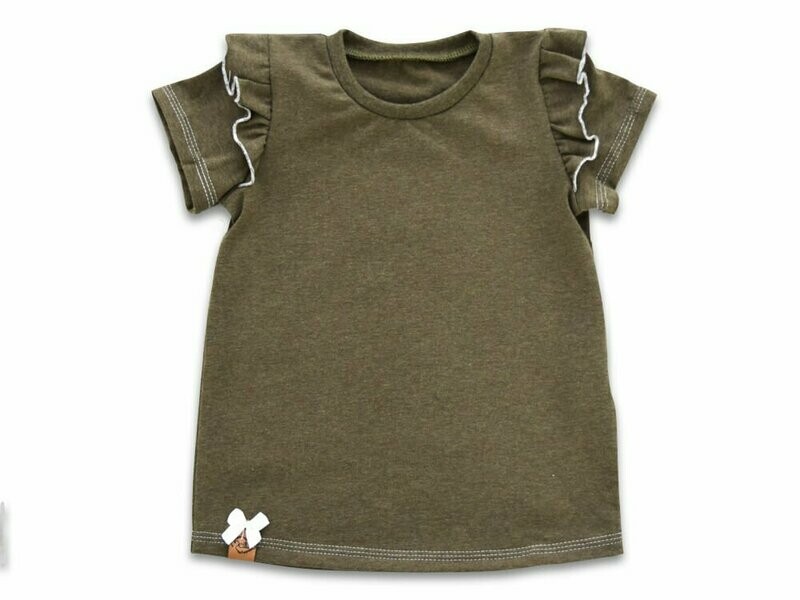 T-Shirt mit Rüschen | khaki meliert