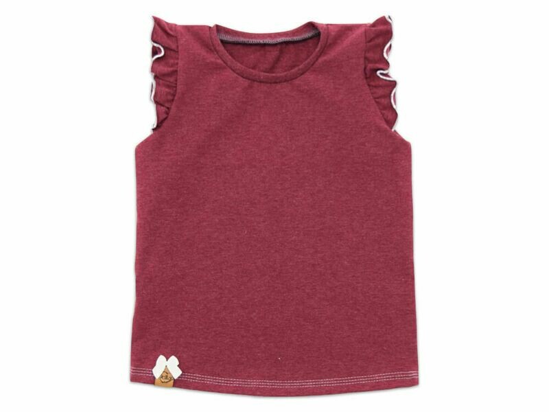 T-Shirt mit Rüschen | bordeaux meliert