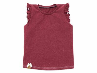 T-Shirt mit Rüschen | bordeaux meliert