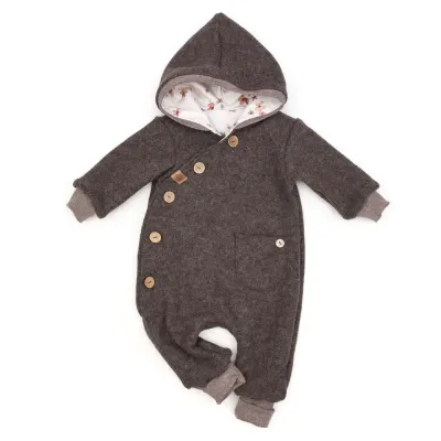 Walkoverall | braun meliert Walkoverall Wollwalk Anzug Baby Kinder dunkelbraun