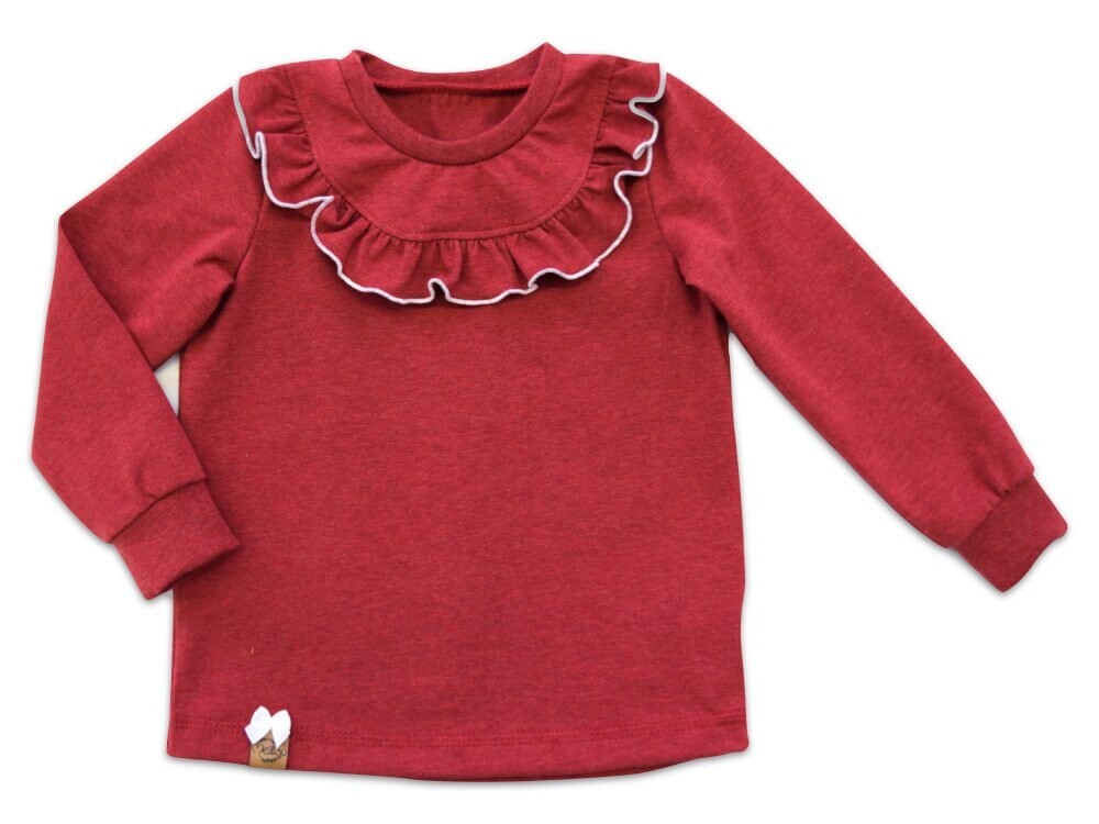 Langarmshirt mit Rüschen | ziegelrot meliert