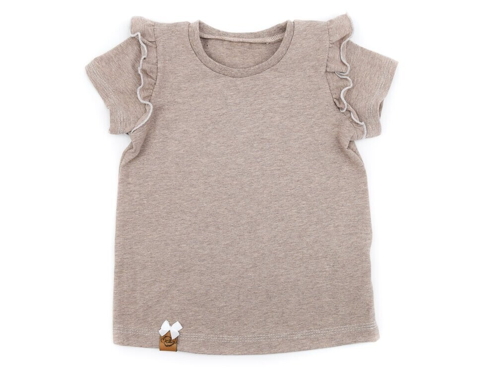 T-Shirt mit Rüschen | beige meliert
